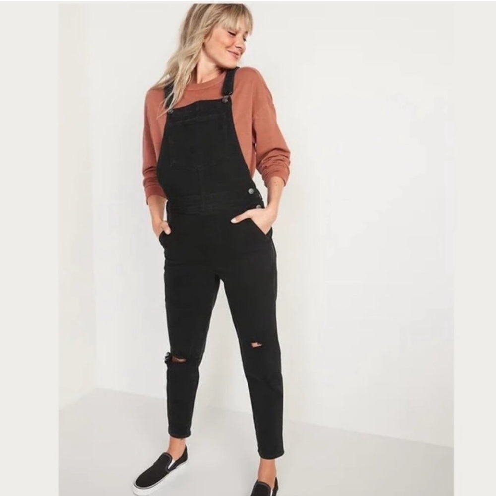 Old Navy Women's Black Denim Overalls